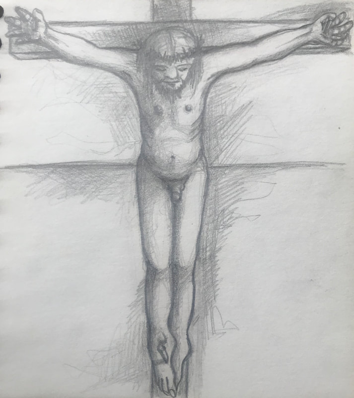 crucifix pencil drawing